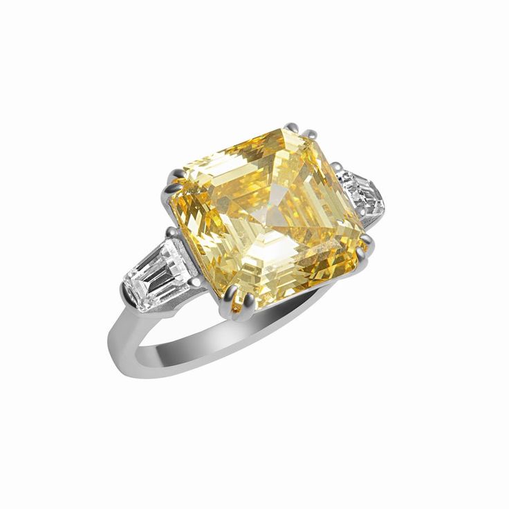 Sterling silver yellow stone ring featuring an asscher cut simulated yellow diamond .. A Beautiful statement ring that is guaranteed to turn heads! Sku GAR0162 Yellow Stone Ring, Yellow Stone Rings, Asscher Cut Ring, Radiant Cut Rings, Asscher Cut, Yellow Stone, Yellow Diamond, Paper Clip, Stone Ring