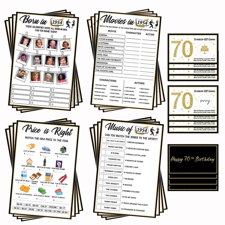 a bunch of cards with pictures and numbers for birthdays to print out on them