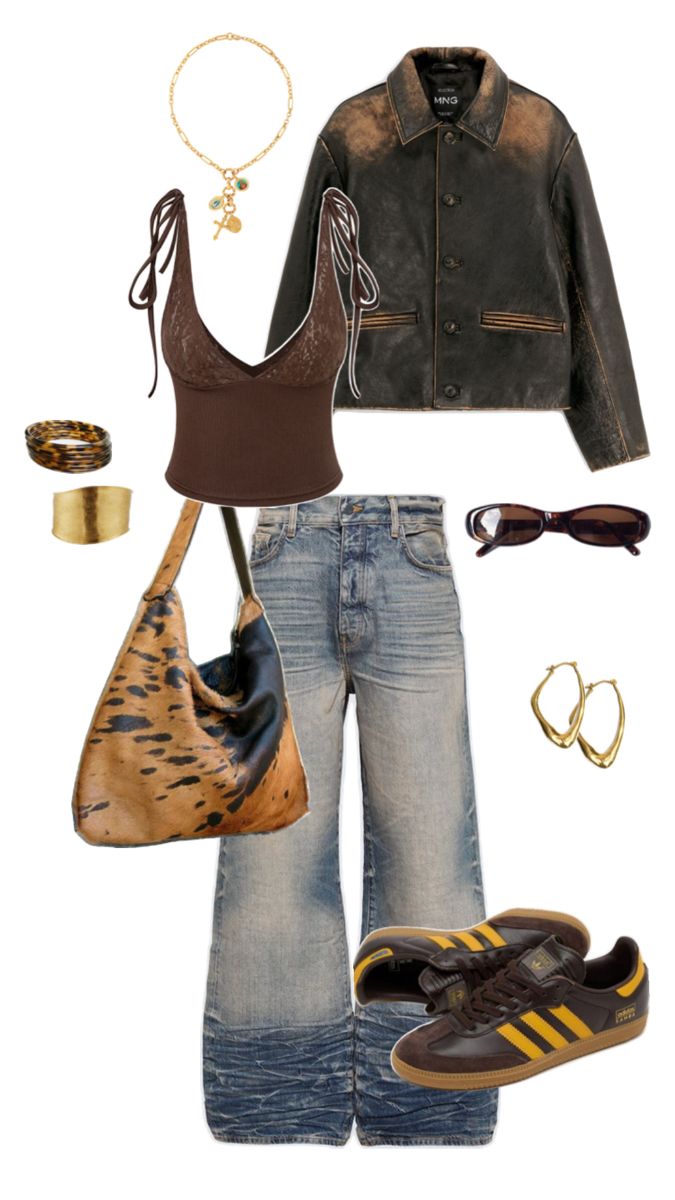 Inspo outfit autumn 2024 cow bag adidas samba gazelle jeans baggy brown inspiration outfits collage warm clothes Cute Pants Outfits, Samba Gazelle, Adidas Gazelle Outfit, Samba Outfit, Outfit Autumn, Warm Clothes, Baggy Clothes, Adidas Outfit, Inspo Outfit