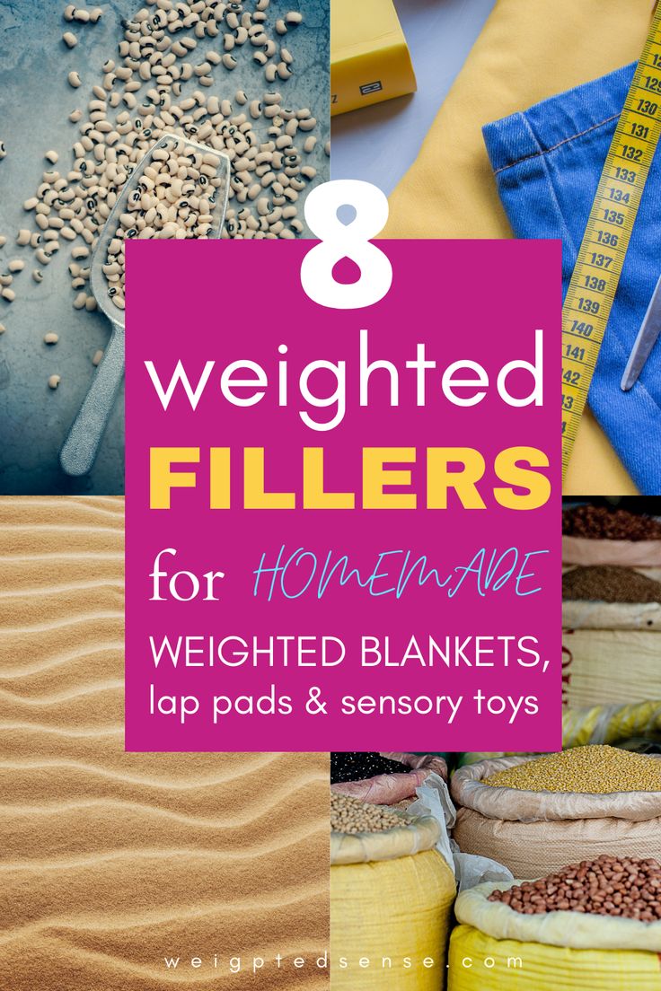 eight weighted filled fillers for homemade weighted blankets, lap pads and sensory toys