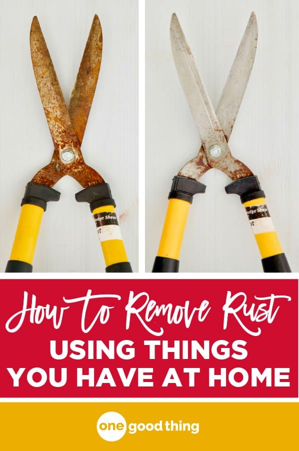 two pairs of scissors with the words how to remove rust using things you have at home