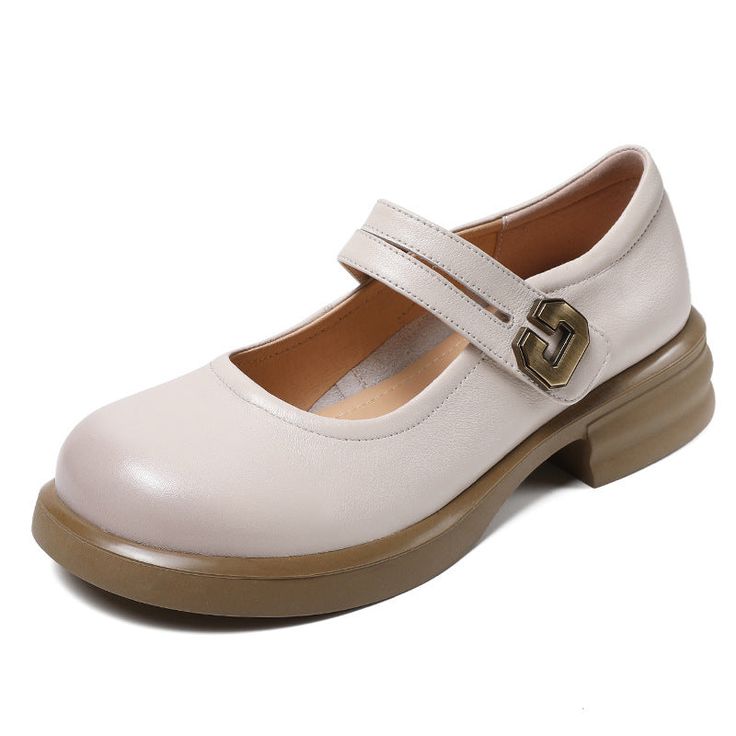 Genere: donne	Tipo: scarpe Mary Jane	Materiali principali: pelle bovina	Soletta: pelle di cinghiale	Suola: gomma	Tipo di chiusura: nastro in velcro	Stile: quotidiano, casual, retrò	Stagione: primavera, autunno	Altezza tacco: Basso (3,5 cm) Spring Platform Court Shoes With Round Toe, Beige Round Toe Court Shoes For Spring, Beige Leather Court Shoes With Almond Toe, Office Court Shoes With Removable Insole And Round Toe, Beige Round Toe Court Shoes With Leather Sole, Beige Flats With Stitched Sole And Round Toe, Platform Loafers With Round Toe, Leather Mary Jane Court Shoes With Flat Heel, Leather Mary Jane Court Shoes With Almond Toe