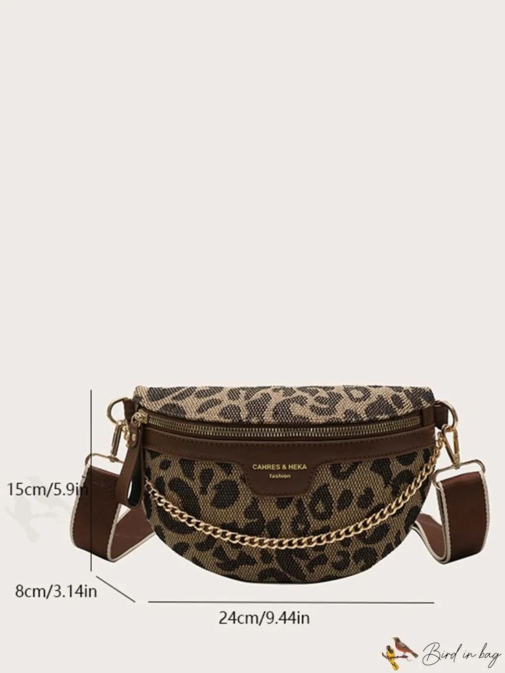 BirdinBag - Stylish Leopard Print Zipper Belt Bag On-the-go Bag With Zipper Pocket And Pouch Shape, Trendy Zipper Pouch Shoulder Bag, Hobo Bag With Zipper Closure For Errands, Trendy Brown Pouch With Large Capacity, Trendy Crossbody Hobo Bag With Zipper Pocket, Chic Large Capacity Belt Bag Satchel, Chic Large Capacity Satchel Belt Bag, Casual Handheld Satchel With Zipper, Casual Handheld Satchel With Zipper Closure