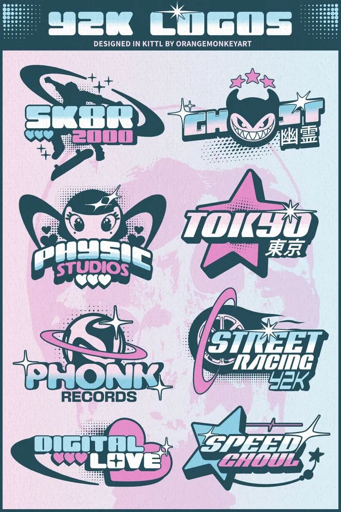 various stickers with different designs on them