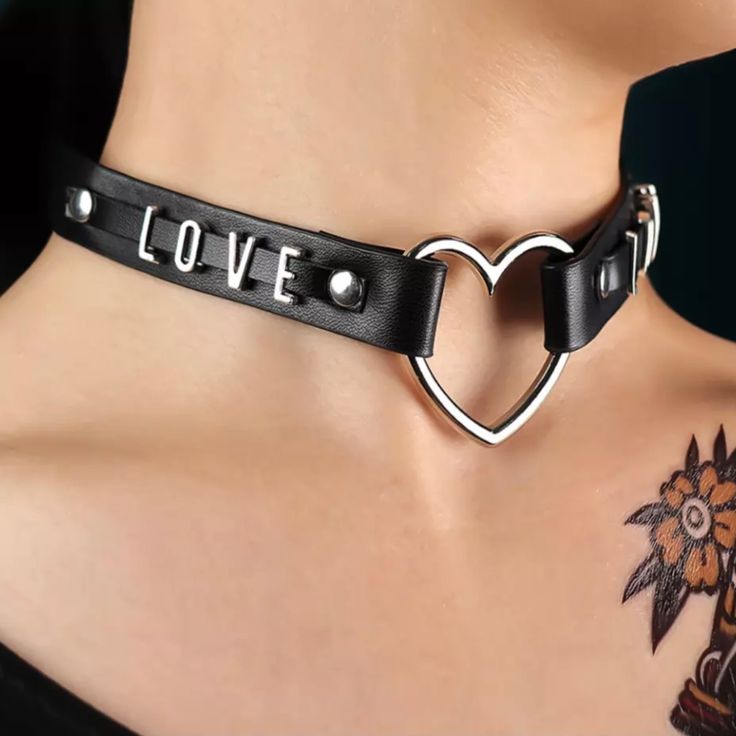 Black Leather Choker Necklace With Metal Heart One Size: Length: Approximately 40cm Pendant: Approximately 2cm -Pu Leather -Metal Heart -Metal “Love” At Both Side -Adjustable Buckle -Soft And Lightweight Brand New Valentine's Day Punk Party Jewelry, Punk Style Heart Necklace For Valentine's Day, Edgy Jewelry For Valentine's Day Party, Trendy Adjustable Heart Necklace For Party, Adjustable Trendy Heart Necklace For Party, Punk Style Metal Heart Necklace For Valentine's Day, Black Metal Heart Necklace For Party, Punk Metal Heart Necklace For Valentine's Day, Punk Heart Necklace As A Gift