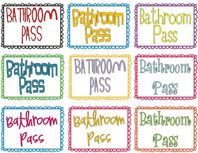 the different types of bathroom pass cards are shown in this file, and each has their own name