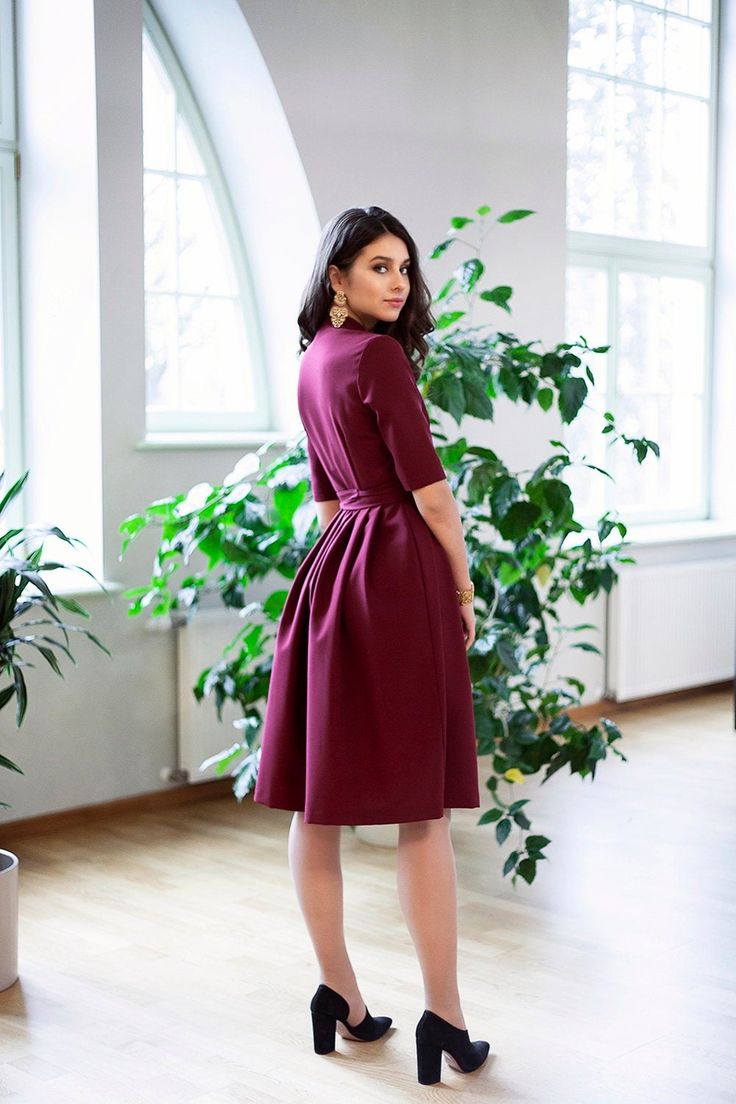 "Women Midi Dress, Pleated Dress, 1950's Dress Dress with short sleeves and pleats ➤ Features > Dress length 107cm (42,12\") > Pleated dress > Fully flared skirts > Mid length > Short sleeved > V-shaped neckline ➤ Sizing My Size Guide in FAQ section below will help you define the perfect size match. The item can also be made according to your measurements - just message them to me. ➤ Delivery Your item is made-to-order and will be ready within 2-7 days. Average delivery times: 1950s Style A-line Pleated Dress, 1950s Style A-line Midi Dress For Formal Occasions, A-line Midi Dress With Box Pleat For Office, 1950s Style A-line Dress With Box Pleat, 1950s Style Knee-length Midi Dress For Party, Retro Fit And Flare Knee-length Dress, Office A-line Midi Dress With Box Pleat, Workwear Dress With Pleated Waist And Full Skirt, Full Skirt Dress With Pleated Waist For Work