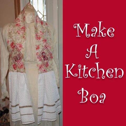 a white dress with red flowers on it and the words make a kitchen boa