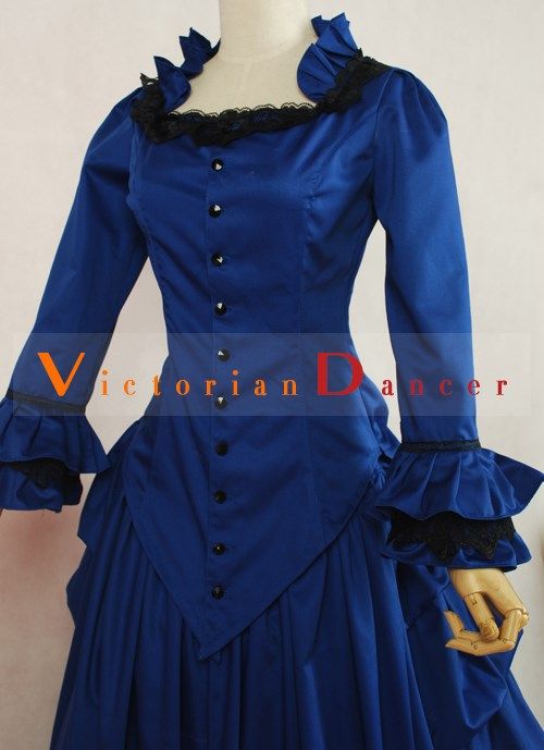 Condition: Brand New   Color: Blue   Material: Cotton   Silhouette: Ball Gown   Sleeve Length: Long Sleeves   Dresses Length: Floor Length   Neckline: Square Collar   Decoration: Button + Ruffled   Style: Vintage   Includes: Dress Blue Victorian Dress For Costume Events, Blue Victorian Dress With Historical Design, Blue Regency Style Victorian Costume Dress, Blue Regency Style Victorian Dress, Fitted Victorian Dress Costume, Victorian Blue Dresses With Historical Design, Blue Fitted Victorian Dress, Blue Victorian Style Wedding Dress, Blue Victorian Wedding Dress