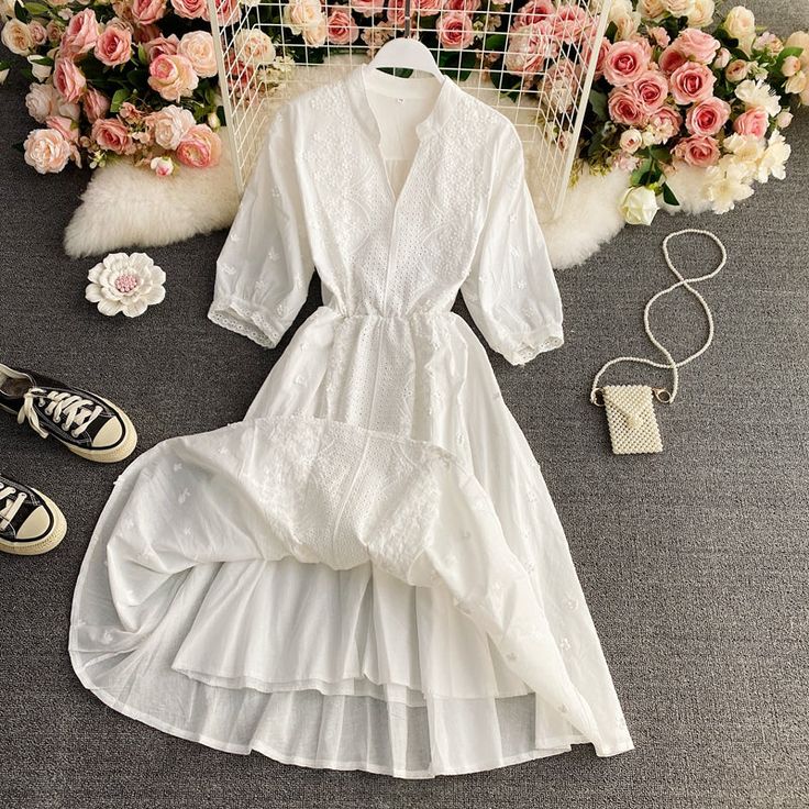 Materials: other Size: m, l Color: white Long Skirt, Victorian Dress, Color White, Long Sleeve Dress, Elastic, Skirt, White, Color