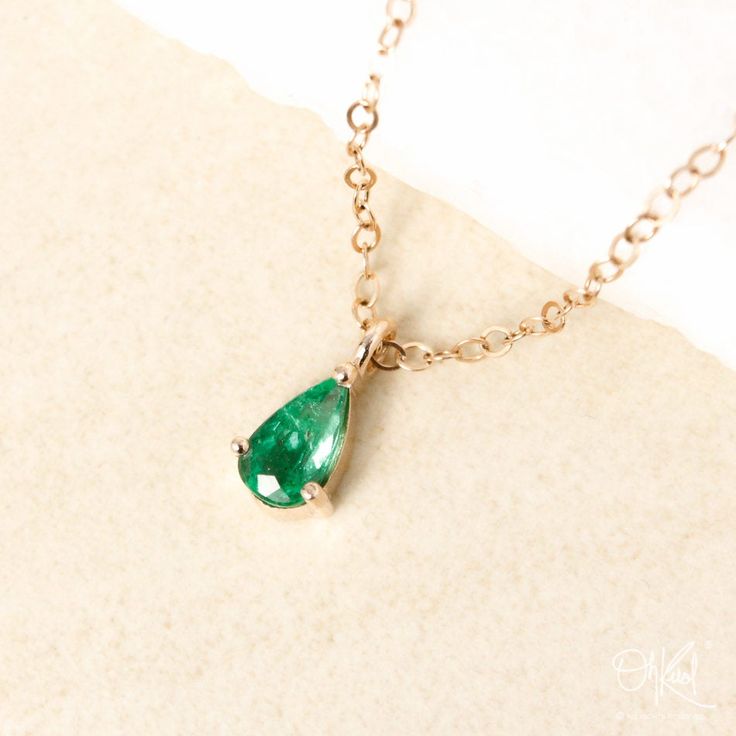 "Yellow Gold Pear Cut Green Emerald Necklaces, Natural Emerald May Birthstone Necklace, Dainty Emerald Heart Chakra Pendant *Please note these are natural green emerald stones and there are natural inclusions. These one of a kind dainty natural green emerald necklaces will make perfect healing heart chakra gifts for your loved ones or your self! Green emerald is the May birthstone! Please note, emeralds are a softer gemstone than diamond and should be worn with care. - - - - - - - - - - - - - - Green Emerald Pendant Necklace In Fine Jewelry Style, Teardrop Emerald Jewelry For May Birthstone, Dainty Green Necklace For Anniversary, Dainty Green Necklaces For Anniversary, Green May Birthstone Necklace In Fine Jewelry Style, Green Fine Jewelry Necklace For May Birthstone, Green Jewelry For May Birthstone, Green Emerald Gemstone Necklace For Jewelry Making, Fine Jewelry Green Gemstone Necklaces