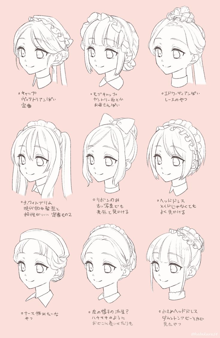 anime character's hair styles and their expressions