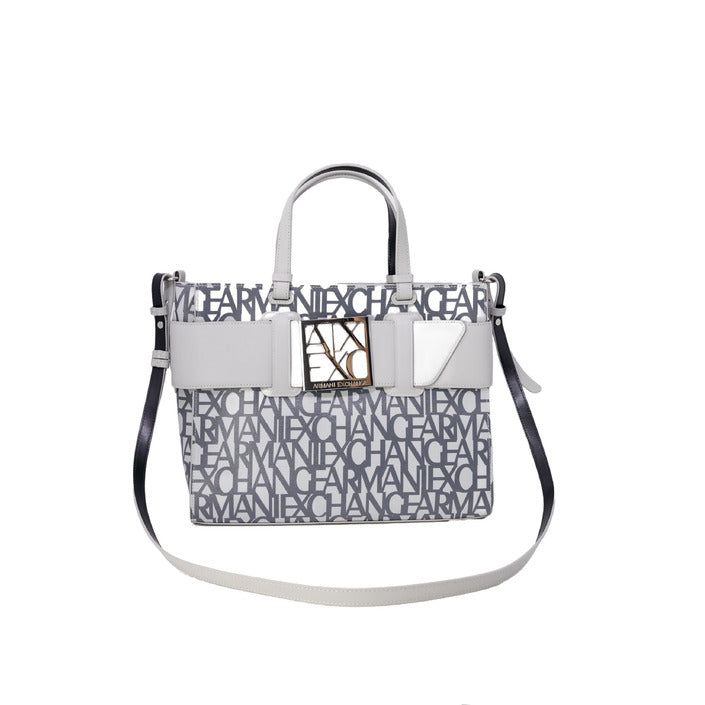 Brand: Armani Exchange Gender: Women Type: Bags Season: Fall/Winter PRODUCT DETAIL • Color: grey • Pattern: print • Fastening: with zip • Size (cm): 24x31x16 • Details: -handbag -with shoulder strap COMPOSITION AND MATERIAL • Composition: -100% polyester -100% polyurethane Logo Satchel Shoulder Bag For Shopping, Designer Satchel With Logo For Daily Use, Designer Satchel For Daily Use With Logo, Designer Logo Satchel For Daily Use, Daily Use Logo Satchel Shoulder Bag, Luxury Gray Satchel Bag, Luxury Gray Top Handle Satchel, Luxury Gray Shoulder Bag With Double Handle, Chic Satchel With Logo For Shopping