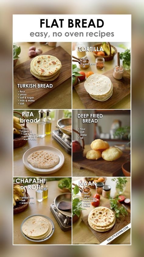 the instructions for flat bread are shown in several different pictures, including an image of pizzas and other food items