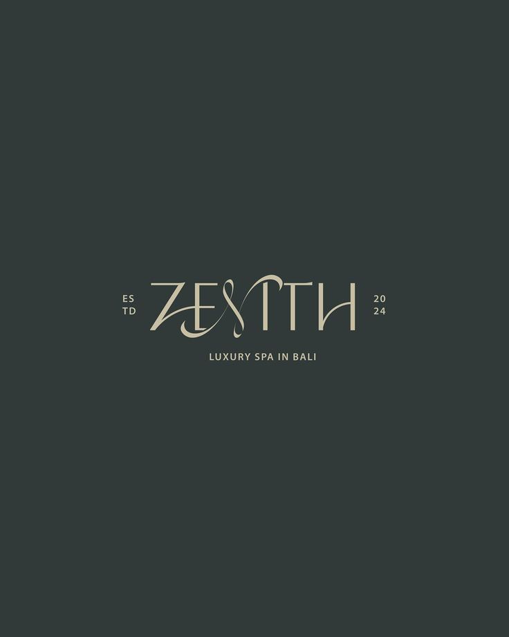 the logo for zestih luxury spa in bali, with gold lettering on a black background