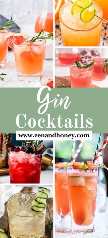 gin cocktails collage with text overlay