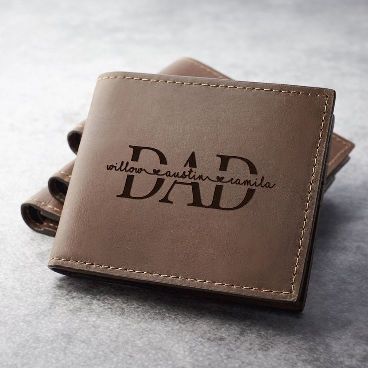 "This wallet is a classic design bifold allowing you to carry your cash and cards. You can personalized with your loved name and meaningful message to create a one of a kind, unforgettable gift. It will be the perfect gift for Anniversaries, Birthdays, Valentines Day, Father's Day, Christmas and more! ► MORE ∙ P E R S O N A L I Z A T I O N Add more personal touch to your gifts with a Custom Aluminum Wallet Insert Card from this listing: https://etsy.me/3x6Jum5 The perfect gift combo that the rec Wallet Engraving Ideas, Personalized Leather Trifold Wallet Gift, Personalized Leather Trifold Wallet For Everyday Use, Customizable Leather Wallets, Customizable Leather Wallets For Everyday, Personalized Leather Trifold Wallet, Personalized Brown Leather Trifold Wallet, Personalized Classic Leather Wallets, Classic Personalized Wallets