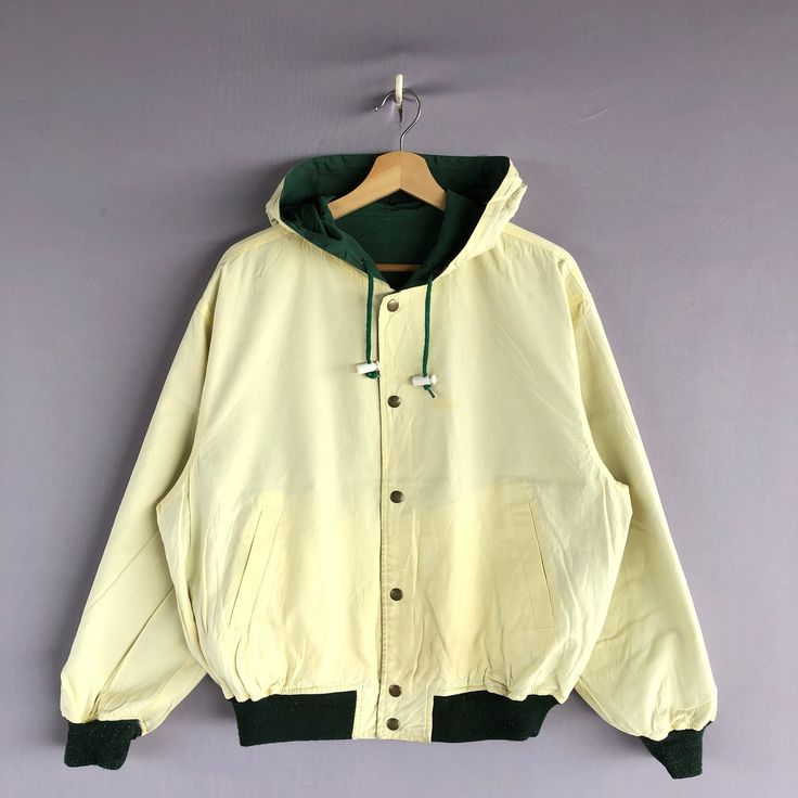 Vintage Pendre Reversible Hoodie Baseball Varsity Jacket | GF40041.  Manual Measurement (Laying Flat): 1) Chest: 26 Inch. 2) Length: 25 Inch. 3) Shoulder: 20.5 Inch. 4) Sleeve: 22.5 Inch. Please check measurements to insure a proper fit. Remember to allow yourself some extra room for movement. You can compare these with something from your closet that fits you well. Fabric Material: 100% Cotton. In good Condition overall. GF40041.  We do combine shipping. Please Read Before Purchase. Drop your p Retro Hooded Cotton Outerwear, Cotton Windbreaker With Fleece Lining For Streetwear, Retro Hooded Outerwear For Streetwear, Retro Cotton Hooded Outerwear, Vintage Hooded Hoodie For Spring, Vintage Spring Outerwear With Drawstring Hood, Retro Cotton Windbreaker For Streetwear, Vintage Hooded Jacket With Detachable Hood For Streetwear, Retro Cotton Windbreaker For Outdoor