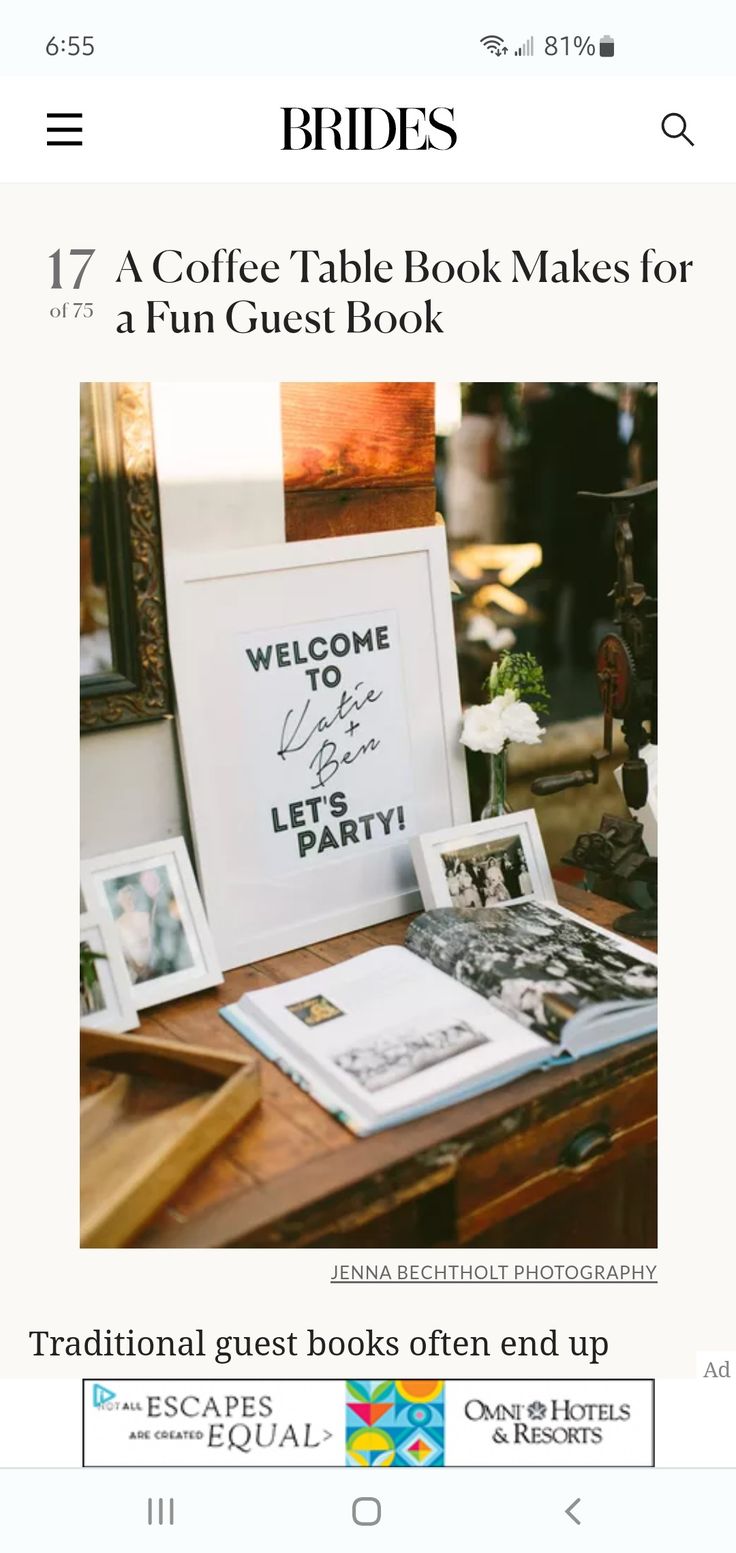 a table with some pictures on it and a sign that says, bride's