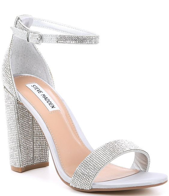 Shop for Steve Madden Carrson Rhinestone Ankle Strap Block Heel Dress Sandals at Dillard's. Visit Dillard's to find clothing, accessories, shoes, cosmetics & more. The Style of Your Life. Homecoming Heels, Prom Shoes Sparkly, Homecoming Shoes, Fancy Heels, Formal Heels, Heels Prom, Heels Aesthetic, Dr Shoes, Ankle Strap Block Heel