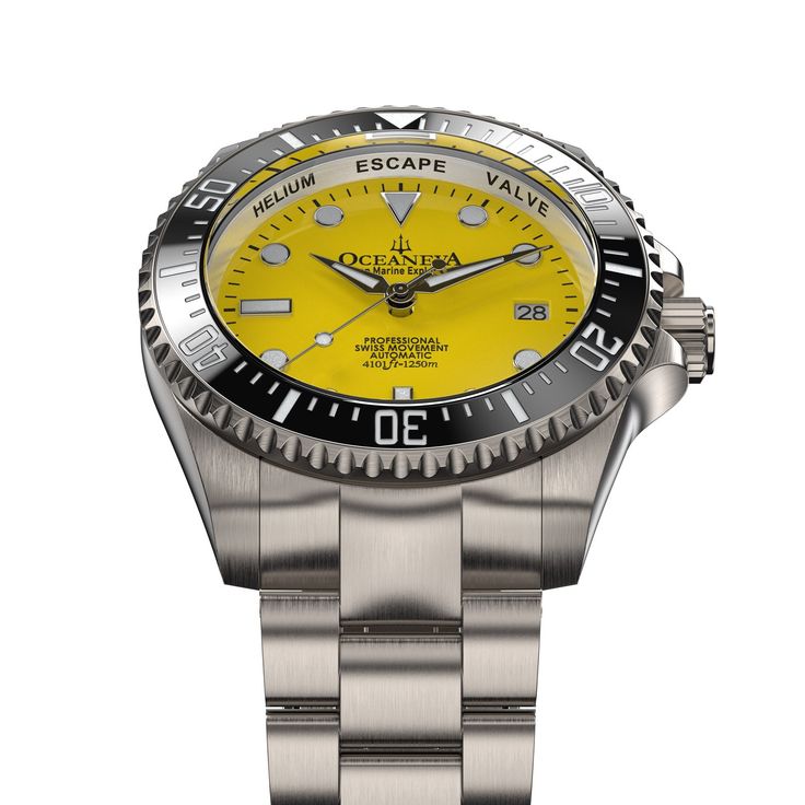 Discover the Pinnacle of Precision and Adventure: The Oceaneva™ Men's Deep Marine Explorer II 1250M Titanium Watch Yellow In a world where every second counts and every detail matters, the Oceaneva™ Men's Deep Marine Explorer II stands as a testament to unmatched craftsmanship, relentless innovation, and the spirit of adventure. Designed for the elite, trendsetting individual, this watch doesn't just tell time; it tells your story. Are you ready to set the trends and showcase your success with e Classic Outdoor Watches With Metal Dial, Classic Outdoor Watch With Metal Dial, Classic Watches With Metal Dial, Modern Yellow Watches With Metal Dial, Modern Yellow Watch With Metal Dial, Timeless Outdoor Watches With 10atm Water Resistance, Modern Yellow Automatic Watch, Silver Outdoor Watches With Metal Dial, Timeless Round Dial Watch With 10atm Water Resistance