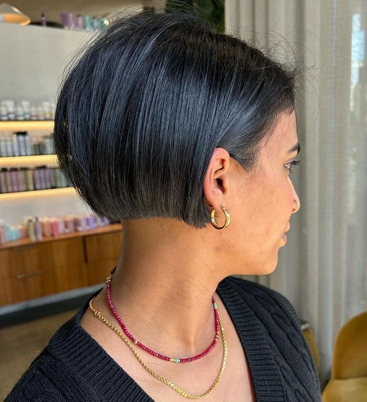 Best Rounded Bob Looks to Try in 2023 - The Right Hairstyles Short Bob Hairstyles With Bangs Straight, Extra Short Bob Haircuts, Shirt Bobs For Fine Hair, Short All One Length Bob, Neckline Bob Haircut, All One Length Bob Short Hair, Short Bob Hairstyle Women 2023, Short Bob For Straight Hair, Short Bob Hairstyles For Straight Hair