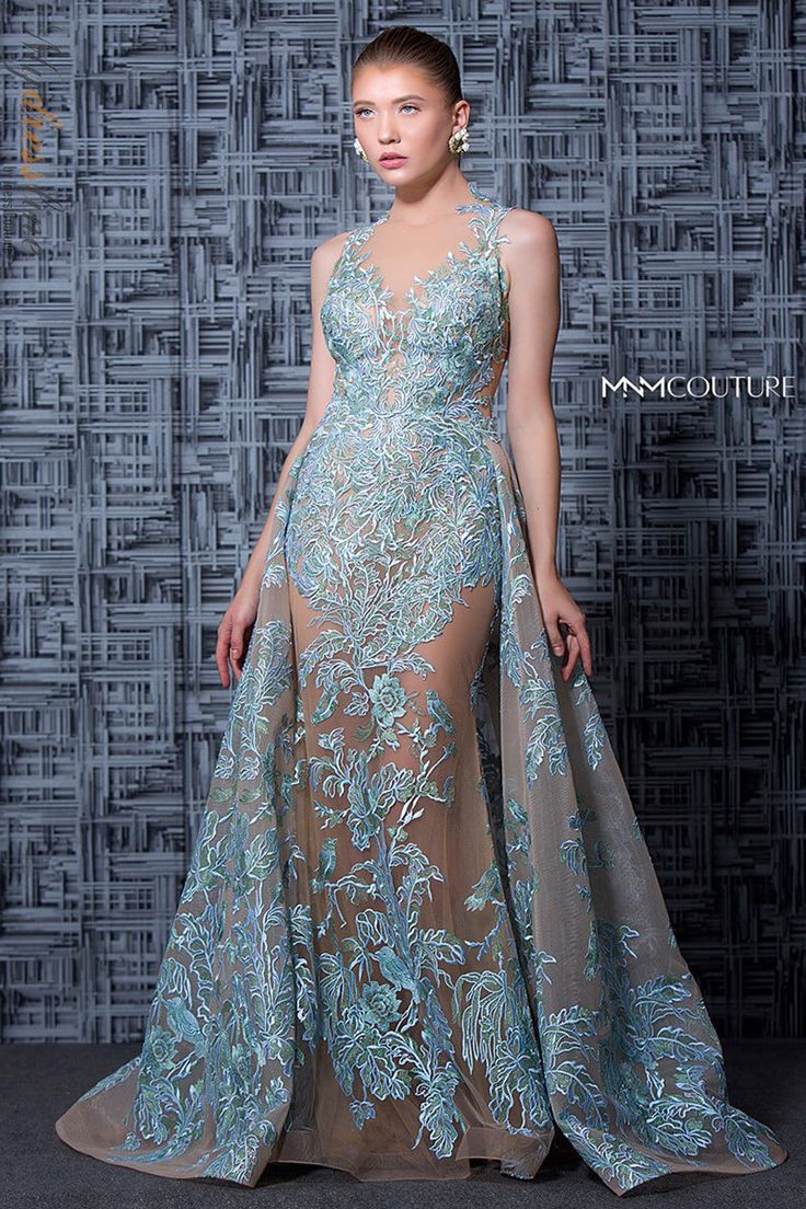 Make a statement in this entrancing embroidered evening dress! A unique illusion neckline, with a fitted bodice, leads to an embellished overskirt that gives this luxurious a-line style the ultimate wow factor. A full length, with a classic zipper back closure, complete this breathtaking look. Show off your stunning se Sensual Dress, Mnm Couture, Lace Evening Gowns, Trumpet Skirt, Illusion Dress, Column Dress, Illusion Neckline, Jewel Neckline, Dress Purchase