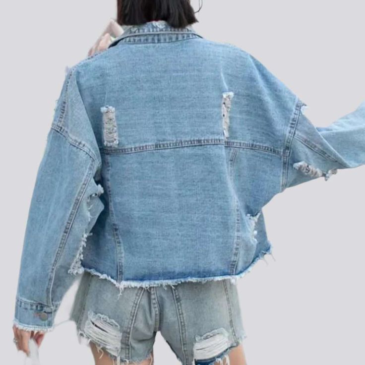 Welcome to the future of couture with the 2023 Spring-Summer Collection's Y2K style Embellished Women's Denim Jacket! This oversized jacket is a timeless blend of contemporary chic and vintage allure. boasting a sultry strapless design. edgy raw hem. exquisite zipper closure. and luxe denim fabric that will keep you looking and feeling your best all season long.Distinctive Features: Y2K Style: Inspired by the 2000s. this oversized jacket will have you turning heads and showing off your unique st Oversized Jean Jacket, Welcome To The Future, Simple Fits, Embellished Denim, The 2000s, Contemporary Chic, Denim Trends, Oversized Jacket, Denim Jacket Women