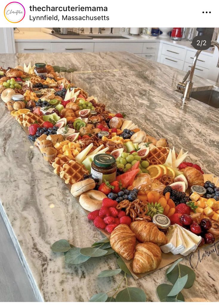 a long table filled with lots of different types of food