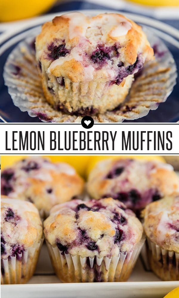 lemon blueberry muffins on a white plate