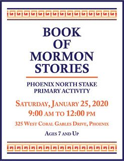 an advertisement for the book of mormon stories, which is on display at the library