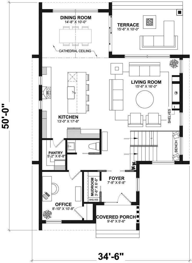 the floor plan for a small house with two bedroom and living room, as well as kitchen