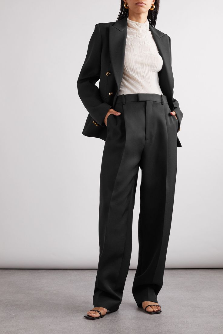 "When it comes to sound sartorial investments, they don't get much better than a pair of tailored pants," declares <i>PORTER</i>. A pair you'll love for years to come, Bottega Veneta's are made from wool-twill, cut for a relaxed yet refined fit. However you style them, you'll get maximum wardrobe mileage. Luxury High-waisted Office Pants, Luxury Tailored Trousers Pantsuit, Classic Formal Suit With High-waisted Pants, Luxury Formal Pantsuit With Straight Pants, Timeless High-waisted Formal Pantsuit, Timeless Formal High-waisted Pantsuit, Timeless Formal Pantsuit With High-waisted Pants, Timeless Tailored Office Pants, Tailored Timeless Office Pants