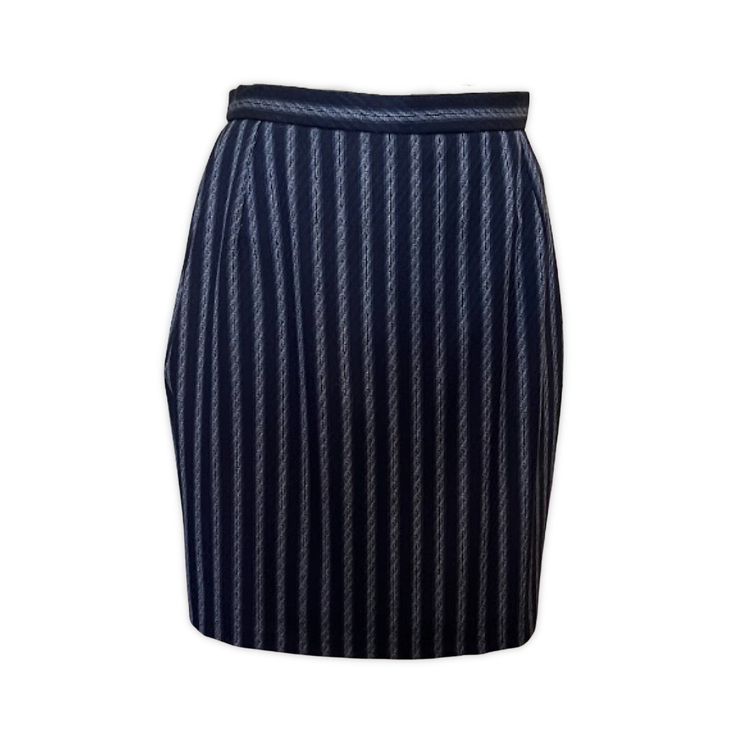 This classic Vivienne Westwood navy pinstriped skirt suit is sure to make a statement with its shoulder pads and statement silhouette. Size 12. Perfect for work or formal occasions. If you have an inquiry or specific questions for this archive piece: Please send us a chat on our website or send an email to info@theremoda.com We are happy to assist in the best way possible! How you can pay for your archive piece: TheREMODA accepts Apple Pay, Google Pay, Meta Pay, Venmo, PayPal, and other major cr Elegant Blue Business Skirt Suit, Tailored Elegant Business Skirt, Classic Navy Lined Skirt, Classic Tailored Formal Skirt, Classic Tailored Skirt For Formal Occasions, Classic Tailored Office Skirt, Classic Tailored Skirt For Semi-formal Occasions, Tailored Formal Pencil Skirt Suit, Elegant Business Skirt Suit With Pencil Skirt