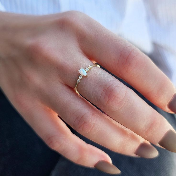 14k Gold Pear Opal Diamond Ring, Dainty October Birthstone Ring, Alternative Promise Ring for Women,unique Statement Ring, Christmas Jewelry - Etsy Story Names, Ring For Women Unique, October Birthstone Ring, Opal Diamond Ring, October Birthstone Rings, Names Ideas, Accesories Jewelry, Colored Stones, October Birthstone