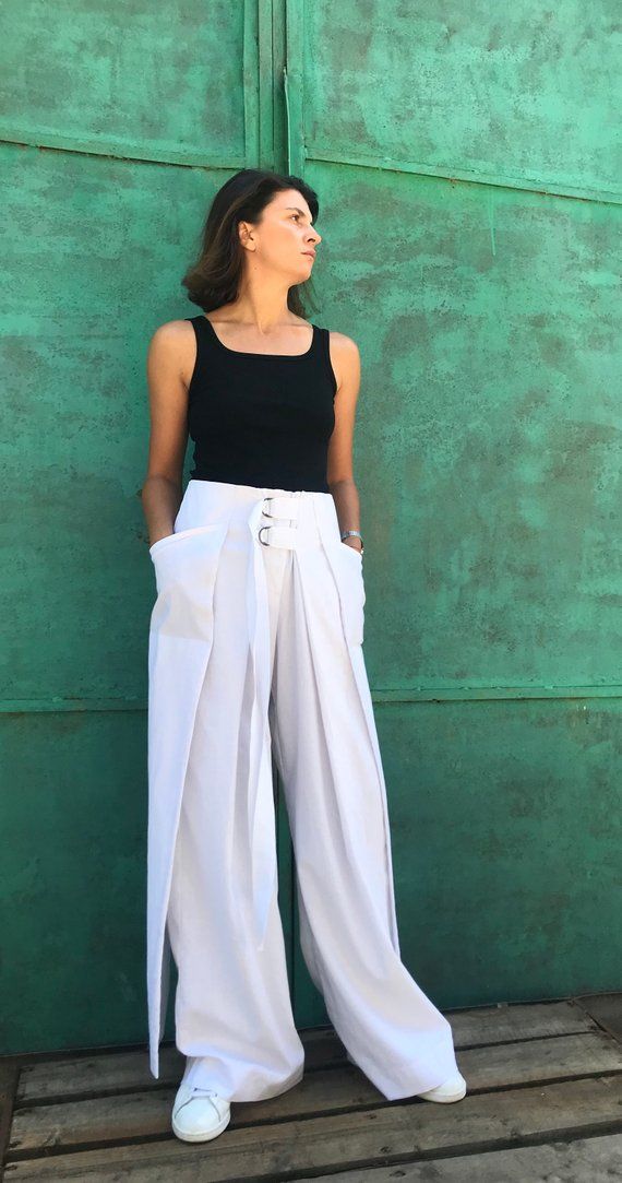 White Linen Pants, Wide Leg Linen Pants, Linen Palazzo Pants, Womens Linen Pants, Linen Beach Pants, Summer Wide-leg Parachute Pants With Pockets, White Ankle-length Cargo Pants For Summer, White Ankle-length Summer Cargo Pants, High Waist Loose-fit Harem Pants For Summer, High Waist Harem Pants For Summer, Chic High-waist Summer Parachute Pants, Loosely Fitted High Waist Harem Pants For Summer, White Wide-leg Summer Cargo Pants, Chic Wide-leg Summer Cargo Pants