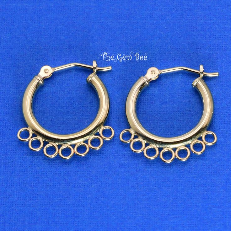 "Thank you for coming in! 14K solid gold round hoop earring findings, each comes with 7 closed jump rings for you to attach your stones or small charms! We tested the closure to make sure it is good. Stamped \"14k\"! You'll get one pair per winning! SIZE: Appr. 15mmx17.8mm, 2.5mm jump rings, 1.8mm holes Weight: 0.86 gram (approx) MATERIAL: 14k Solid yellow gold" Nickel-free 14k Gold Hoop Jewelry, Nickel-free Yellow Gold Metal Huggie Earrings, Nickel Free Yellow Gold Huggie Earrings, Silver 14k Gold-filled Pierced Hoop Earrings, Nickel-free Yellow Gold Sterling Silver Hoop Earrings, Nickel-free Yellow Gold Hoop Jewelry, Brass Huggie Hoop Earrings With Ear Wire, Yellow Gold Brass Hoop Earrings With Lever Back, Silver 14k Gold Filled Hoop Earrings