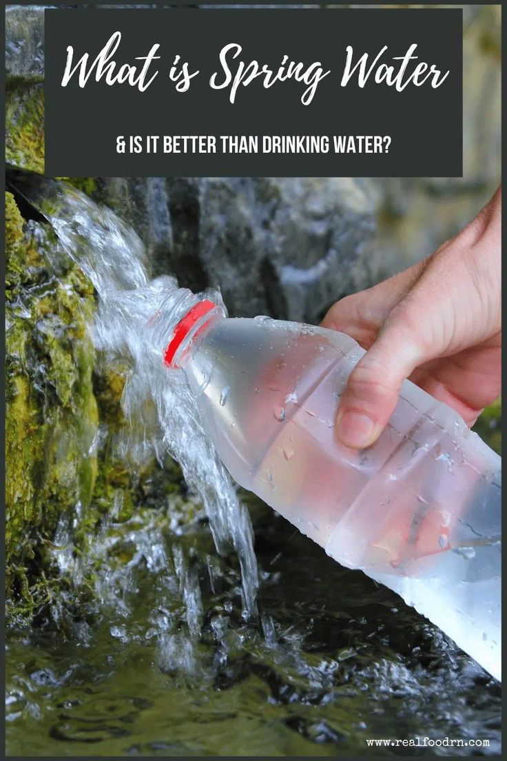 someone is pouring water from a bottle into a stream with the words, what's spring water 6 is it better than drinking water?