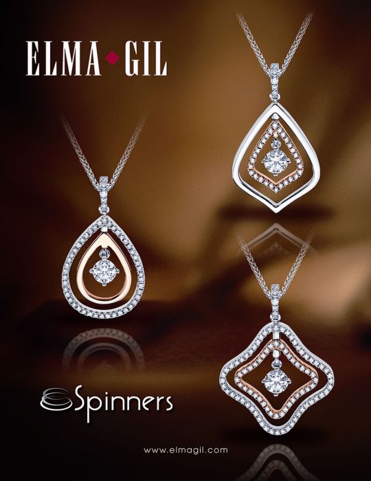 Elma Gil "Spinners" Pendants  Each layer can flip to show white gold, rose gold, or diamond. Goldsmith Jewelry, Pendants Diamond, Diamond Locket, Diamond Pendent, Diamond Pendants Designs, Diamond Pendant Sets, Show White, Jewellery Sketches, Jewelry Appraisal