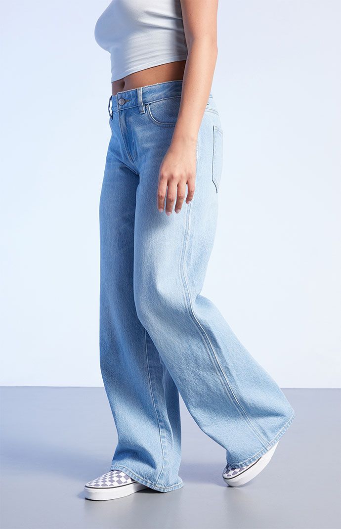 PacSun denim is back with a classic this season — the Eco Light Blue Low Rise Baggy Jeans! These super cute Y2K-inspired jeans sit low on the waist and feature an ultra-slouchy relaxed leg, a light blue wash, and a comfy baggy fit.

Learn more about PacSun eco items Frayed Hem Jeans For Everyday Spring Wear, Medium Wash Mid-rise Flare Jeans In Recycled Denim, Mid-rise Medium Wash Recycled Denim Flare Jeans, Everyday Medium Wash Flare Jeans With Frayed Hem, Mid-rise Flare Jeans In Medium Wash Recycled Denim, Summer Washed Blue Rigid Denim Flare Jeans, Trendy Medium Wash Rigid Denim Flare Jeans, Medium Wash Cropped Jeans For Everyday Spring Wear, Medium Wash Cropped Jeans For Everyday In Spring