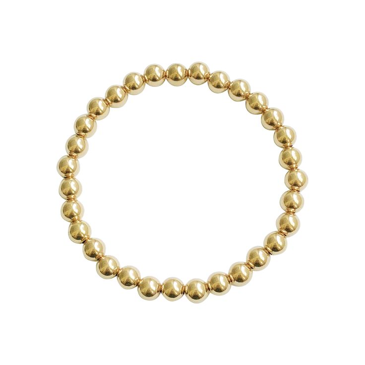 Bead Stretch Bracelet  14K Gold Filled 4MM Everyday Yellow Gold Bracelet With 8mm Beads, Elegant Gold Stretch Bracelet, Classic Yellow Gold Jewelry With Gold Beads, Classic Stretch Bracelet With Polished Beads As Gift, Classic Stretch Bracelet With Polished Beads For Gift, Everyday Gold Beaded Bracelet Jewelry, Classic Yellow Gold Bracelets With Gold Beads, Hand-strung Gold Bracelet Jewelry, Classic Round Beads Bracelet For Gift