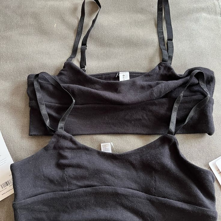 Two For The Price Of One. Two Xs Nwt Black Sports/Sleeping Bras. Black Cotton Sports Bra With Built-in Bra, Seamless Black Tank Top For Loungewear, Black Tank Top With Built-in Bra For Loungewear, Black Tops With Built-in Bra For Training, Black Seamless Racerback Top, Black Athleisure Tops With Built-in Bra, Black Sporty Crop Top With Tank Straps, Sporty Seamless Tops With Tank Straps, Black Seamless Athleisure Top