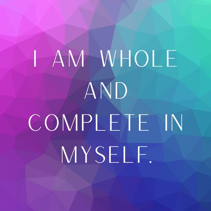 the words i am whole and complete in my self are shown on a colorful background