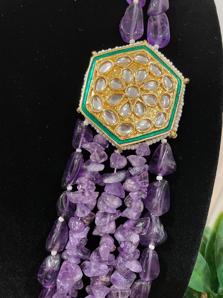 The beads and the length can be adjusted. It’s a gorgeous Rajasthani piece that highlights the richness of the culture and the beads are in a Statement color with a pop of purple and gold. It’s sure to grab many compliments so grab this one soon! Bohemian Purple Jewelry For Festive Occasions, Purple Kundan Jewelry Gift, Purple Round Beads Jewelry For Festive Occasion, Traditional Purple Jewelry For Festive Occasions, Traditional Purple Festive Jewelry, Purple Beaded Jewelry For Festive Occasions, Purple Jewelry For Festivals And Celebrations, Traditional Purple Beaded Necklace With Round Beads, Traditional Adjustable Purple Jewelry