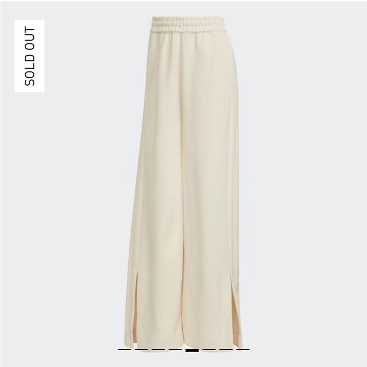 Size: Medium Color: Wonder White Wide-leg Sweatpants For Spring, Adidas Wide Leg Casual Sweatpants, Adidas Casual Wide Leg Sweatpants, Adidas Casual Wide-leg Sweatpants, Beige Full-length Sweatpants For Spring, Adidas Loungewear Bottoms With Elastic Waistband, Adidas Bottoms With Elastic Waistband For Loungewear, Adidas Bottoms For Summer Loungewear, Adidas Summer Loungewear Bottoms