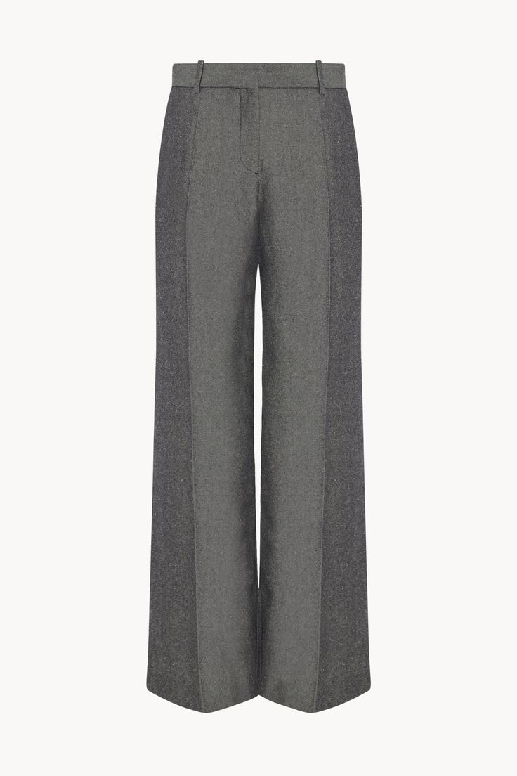 Classic tailored pant in crisp wool silk twill with pressed front and back creases, side slash pockets, and back besom pocket. 83% Wool, 17% Silk Made in Italy Style: 8016W3080NVW Luxury Wool Bottoms For Workwear, Luxury Straight Leg Pantsuit For Work, Seam Detailed Pants For Workwear, Elegant Workwear Bottoms With Patch Pockets, Luxury Wool Pants For Workwear, Luxury Dress Pants With Welt Pockets For Work, Luxury Tailored Wide Leg Pants For Workwear, Formal Wide Leg Bottoms With Patch Pockets, Elegant Fitted Pants With Patch Pockets