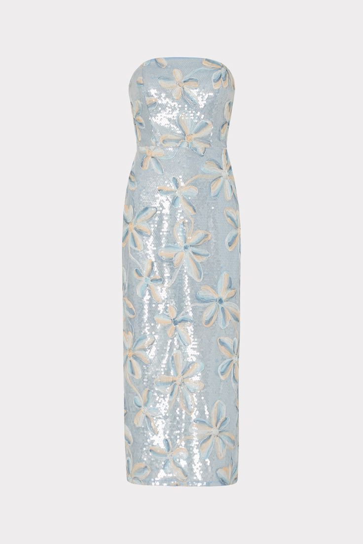 Mesh Embroidery, Tea Length Dress, Rehearsal Dinner Dresses, Sequin Midi Dress, Blue Cocktail Dress, Strapless Midi Dress, Maxi Dress Cocktail, Cocktail Evening Dresses, Tea Length Dresses