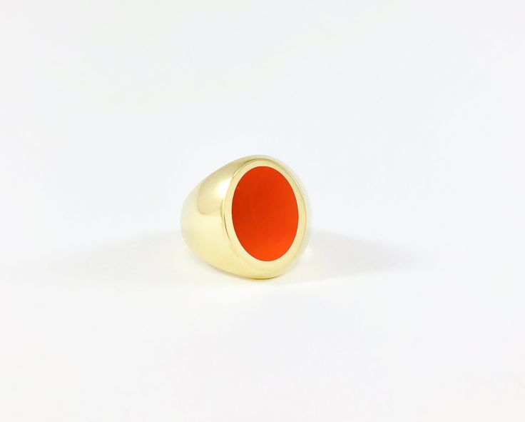 Carnelian is associated with good luck and protection from negative energy. Astrologically associated with Aries, Virgo & Leo. Solid Signet Ring in Brass, Silver, 10k & 14k goldWeight: 14 grams brass/silverLegier rings are handmade in Los AngelesAllow 3-4 weeks for shippingPlease inquire about pricing for additional sizes. Oval Carnelian Gemstone Signet Ring, Oval Enamel Ring With Polished Finish As Gift, Yellow Gold Carnelian Signet Ring Gift, Yellow Gold Carnelian Signet Ring As A Gift, Gift Carnelian Yellow Gold Signet Ring, Gift Carnelian Signet Ring In Yellow Gold, Gold Oval Enamel Ring, Gold Carnelian Signet Ring With Polished Finish, Gold Carnelian Signet Ring Gift