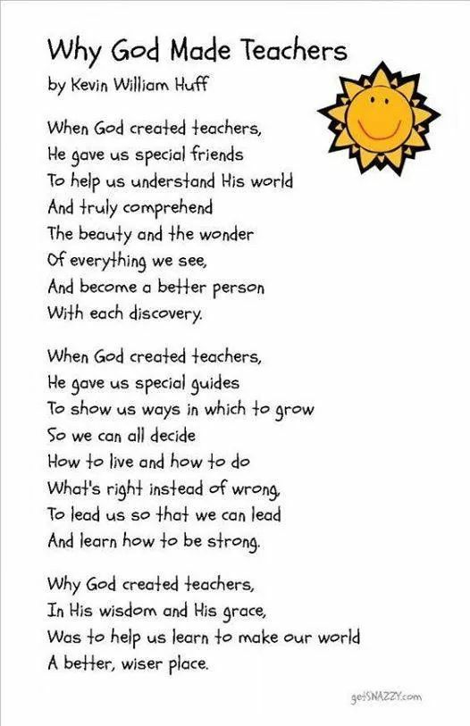 a poem with the words why god made teachers written in black and white on it