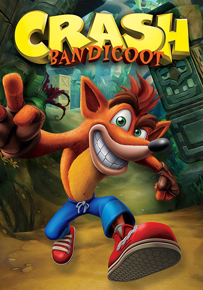 crash bandicoot on the cover of a video game, with an image of a fox